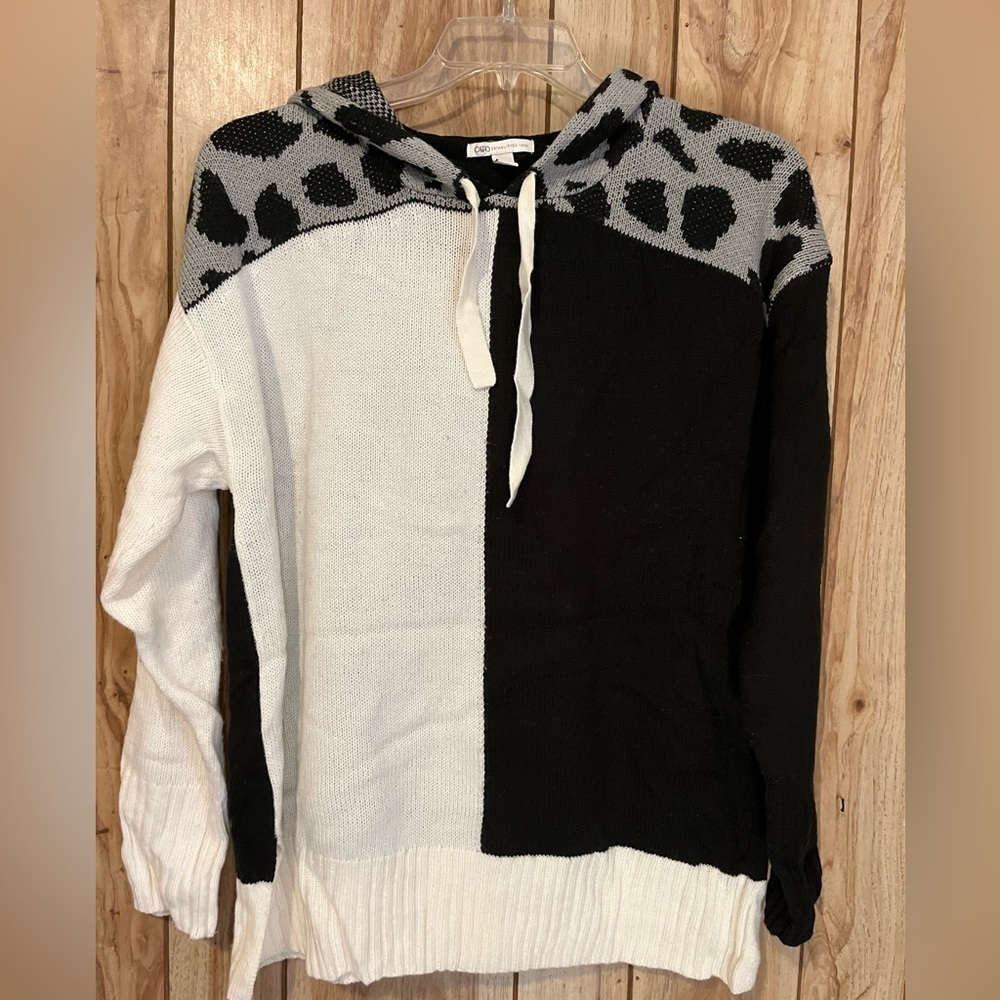 Leopard color block hoodie